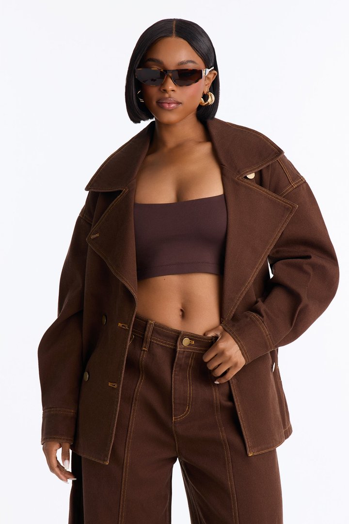 City Limits Belted Trench Jacket - Brown