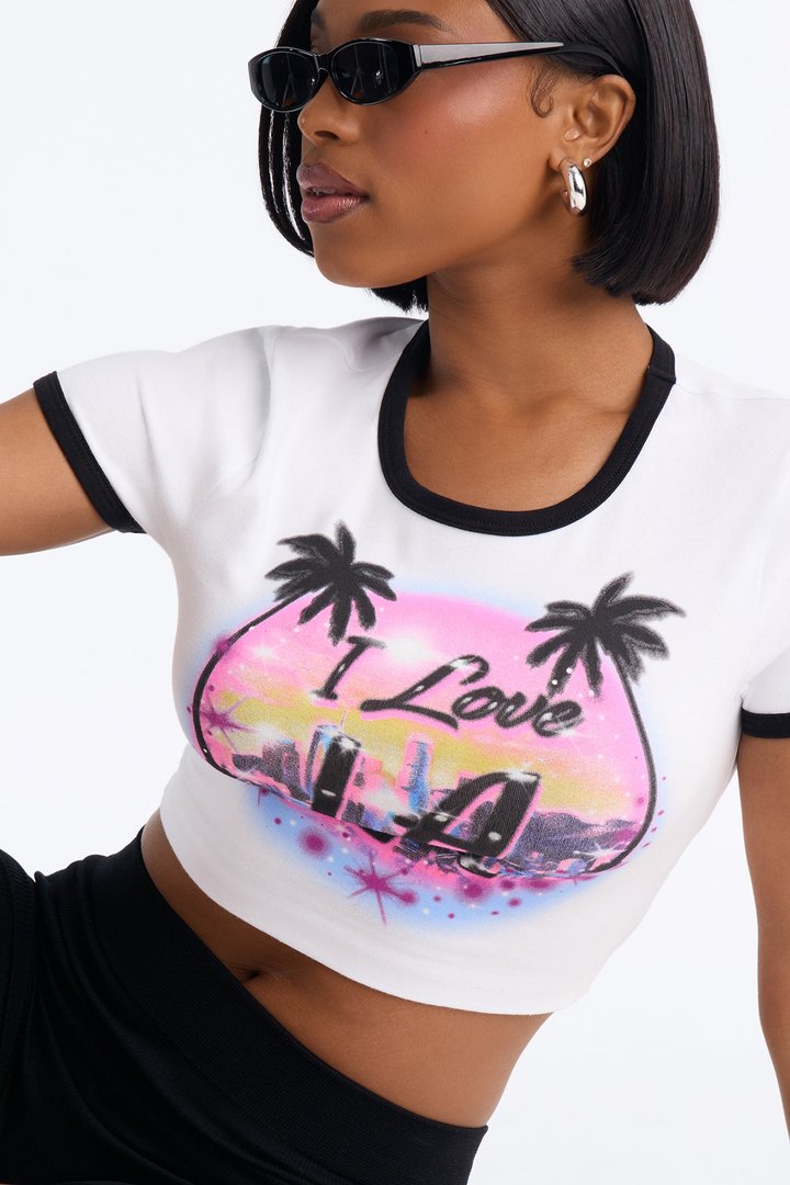 I Love LA Airbrushed Baby Tee - White