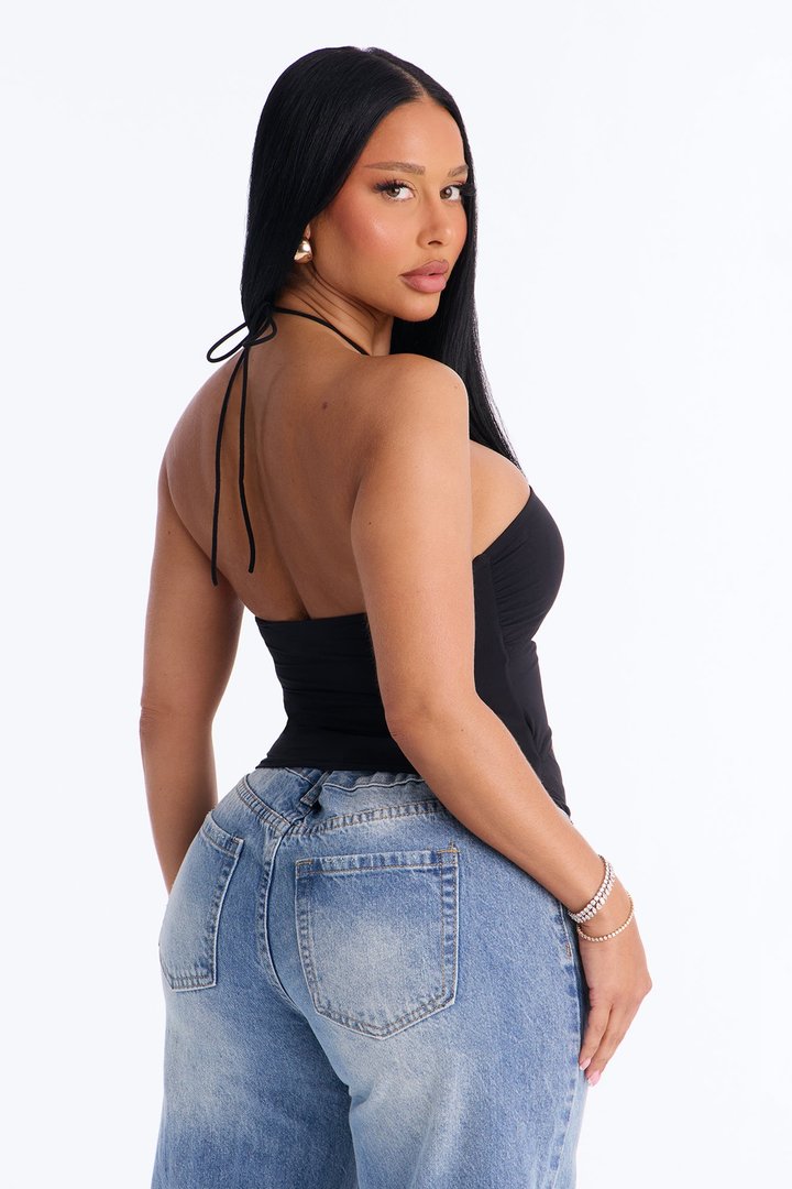 Brook Cut Out Hardware Halter Top - Black