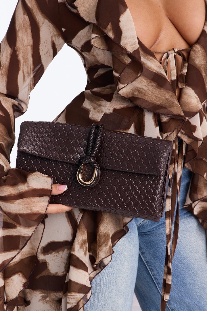 Gin And Tonic Faux Leather Clutch - Brown