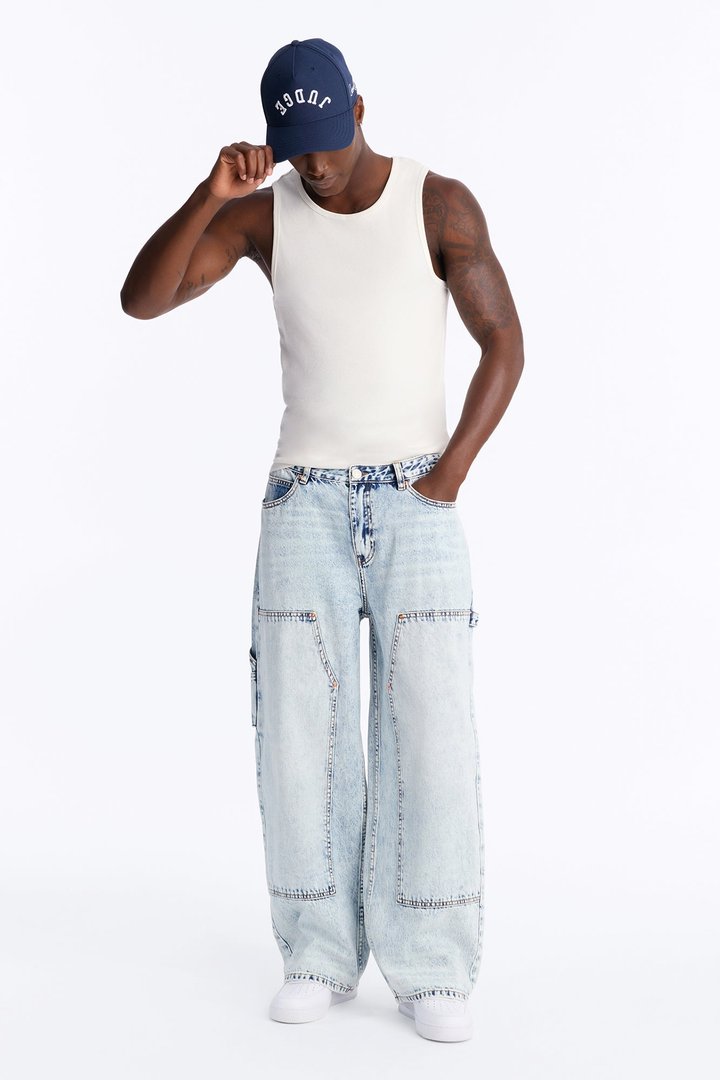 Baggy Double Knee Jean - Light Blue Wash