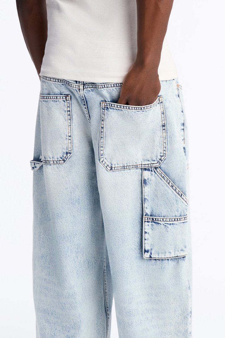 Baggy Double Knee Jean - Light Blue Wash