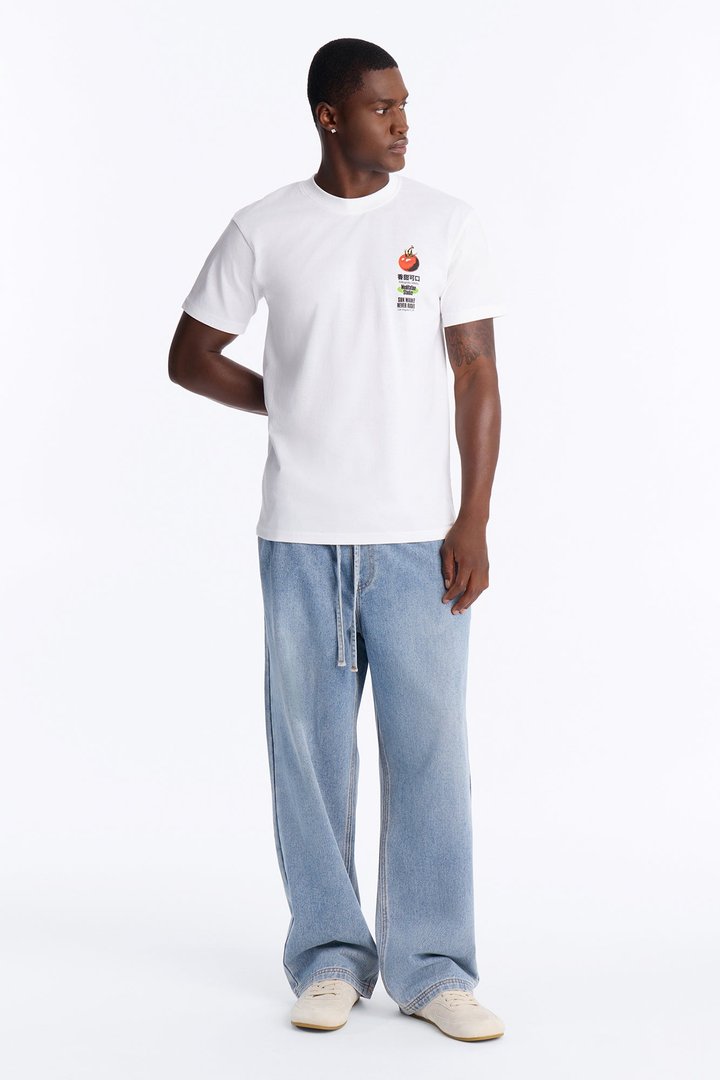 Sun Warmed Tomato Oversized Short Sleeve Tee - White