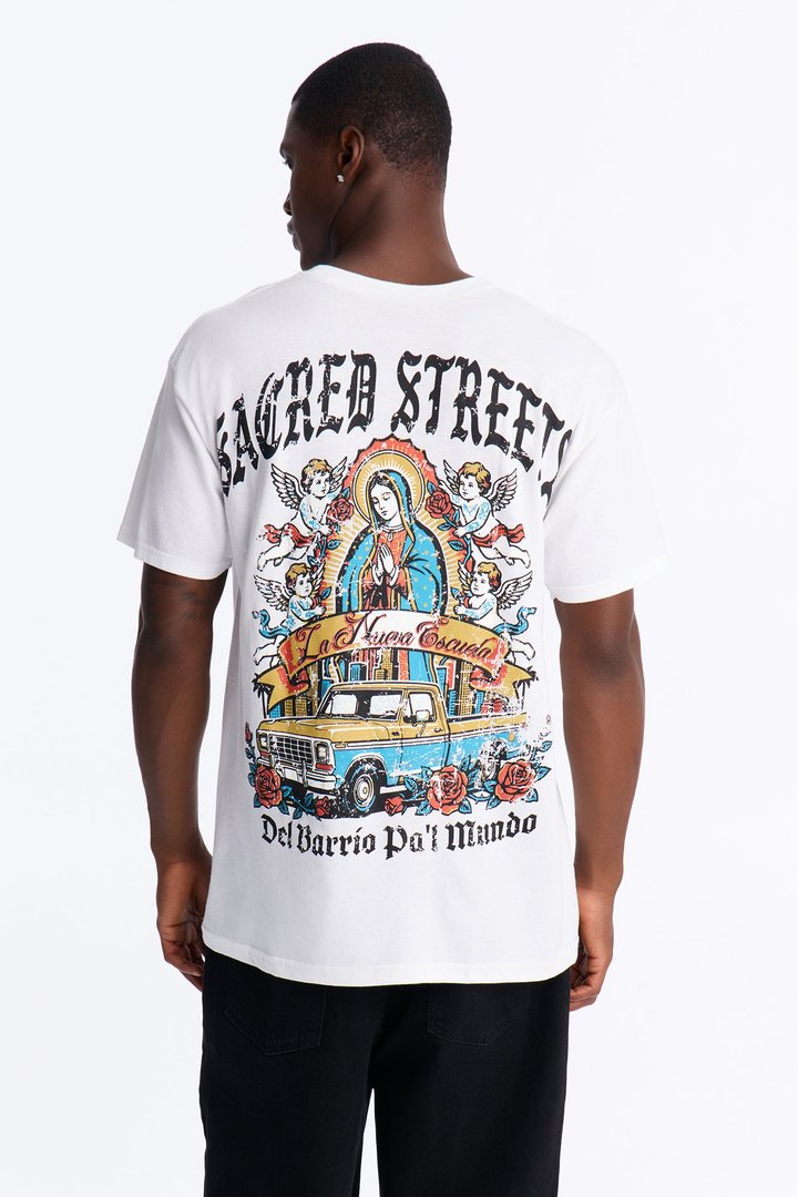 Sacred Streets Oversized Short Sleeve Tee - White