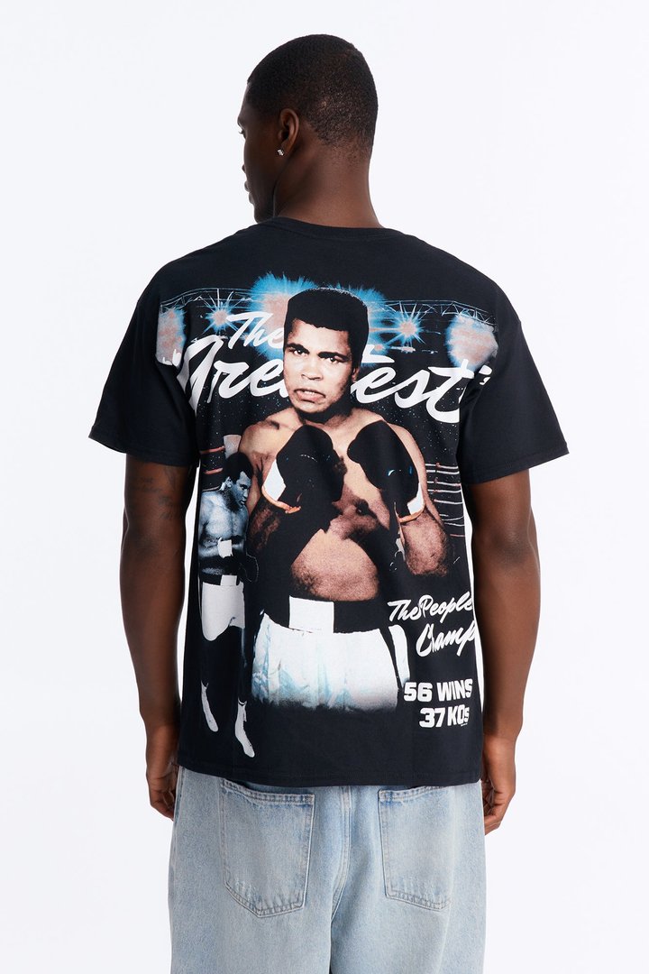 Muhammad Ali The Greatest Champ Oversized Short Sleeve Tee - Black