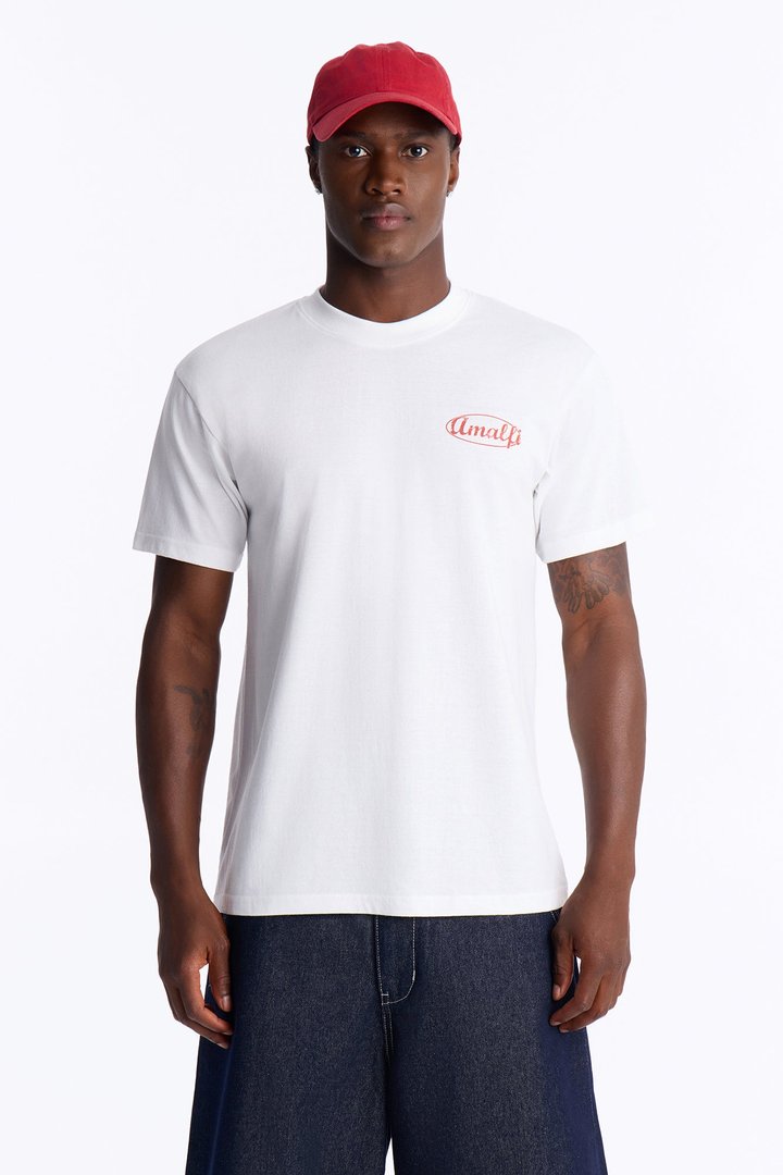Amalfi Coast Picnic Oversized Short Sleeve Tee - White