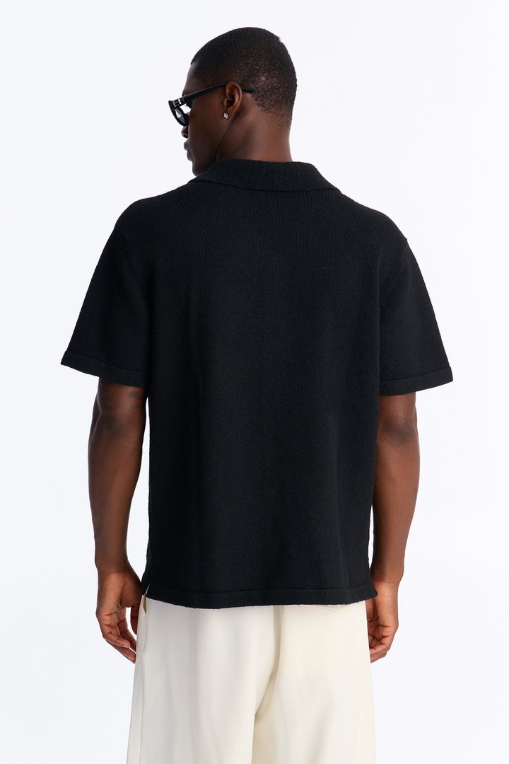 Soft Mode Relaxed Cuban Collar Button Up Shirt - Black
