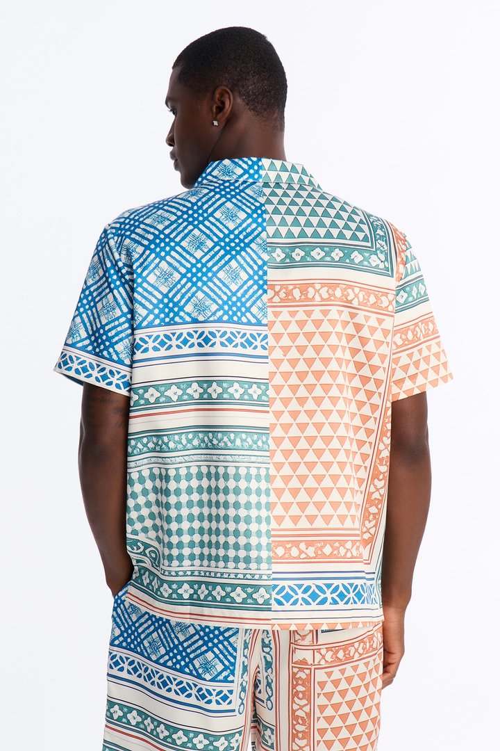 Kair Cuban Collar Button Up Shirt - Multi Color