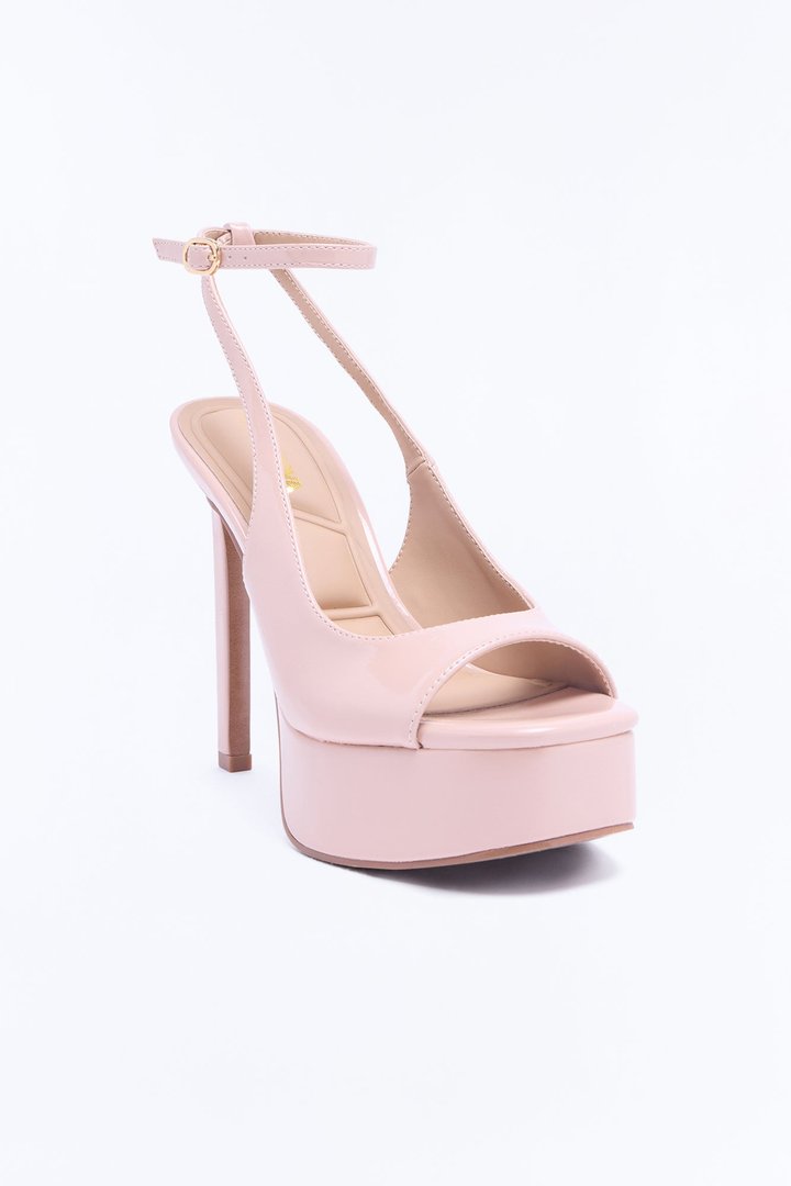 Lucinda Patent Platform Heels - Nude