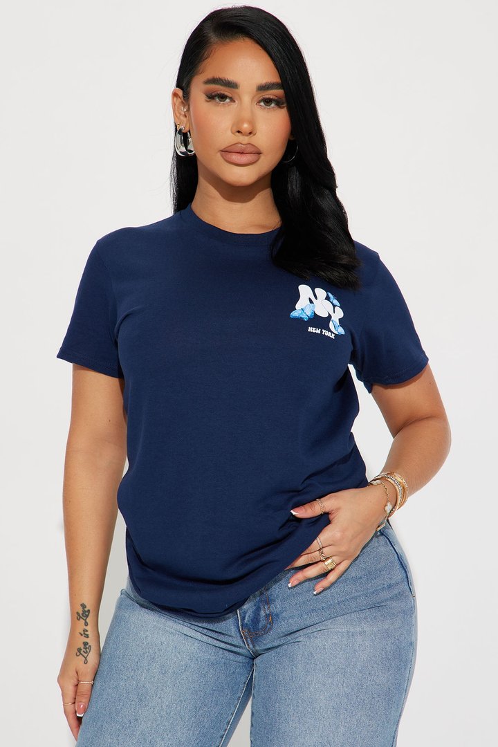 New York Butterfly Graphic Tshirt - Navy
