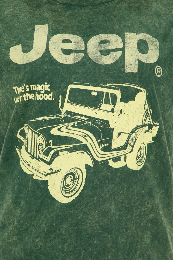 Jeep Magic Under The Hood Washed Tee - Dark Olive