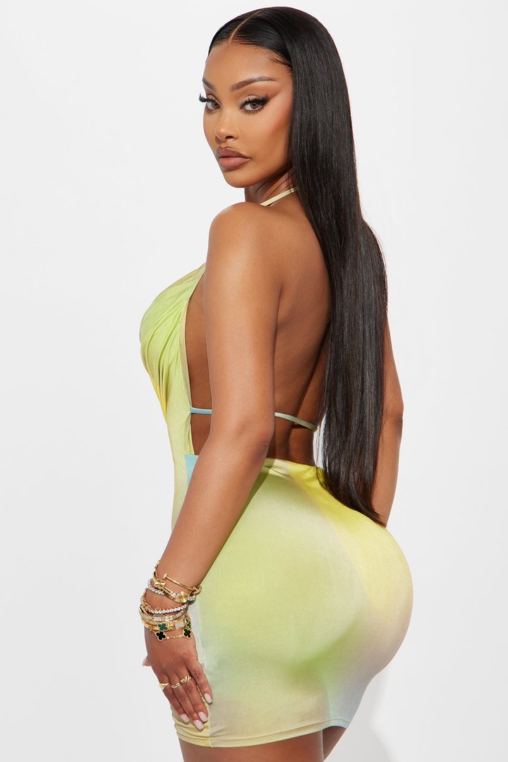 Tati Tie Dye Halter Mini Dress - Green/combo