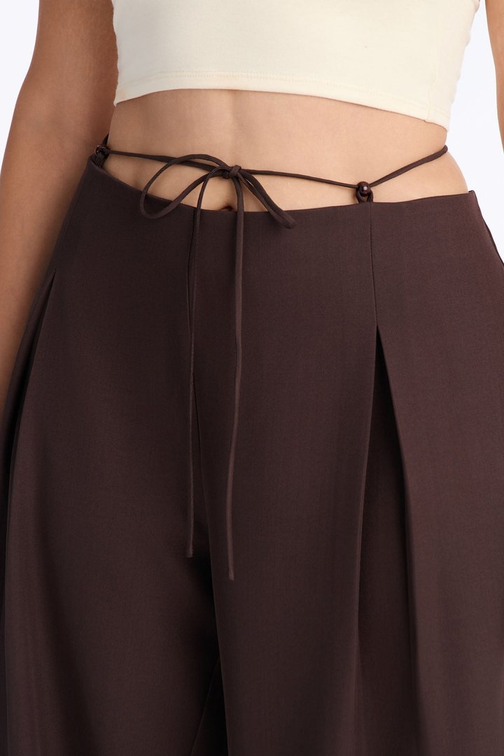 Malibu Tie Waist Wide Leg Trouser - Chocolate
