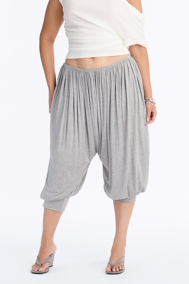 Luciana Low Rise Cuffed Harem Pant - Heather Grey