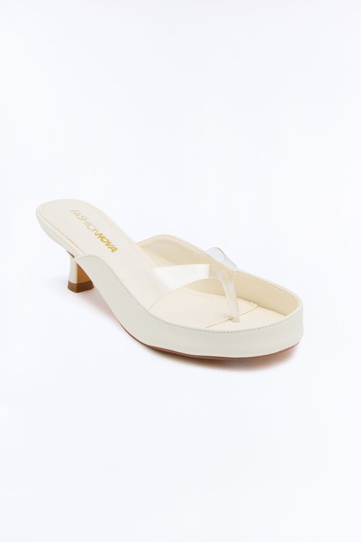 I'll Allow Thong Kitten Heels - White