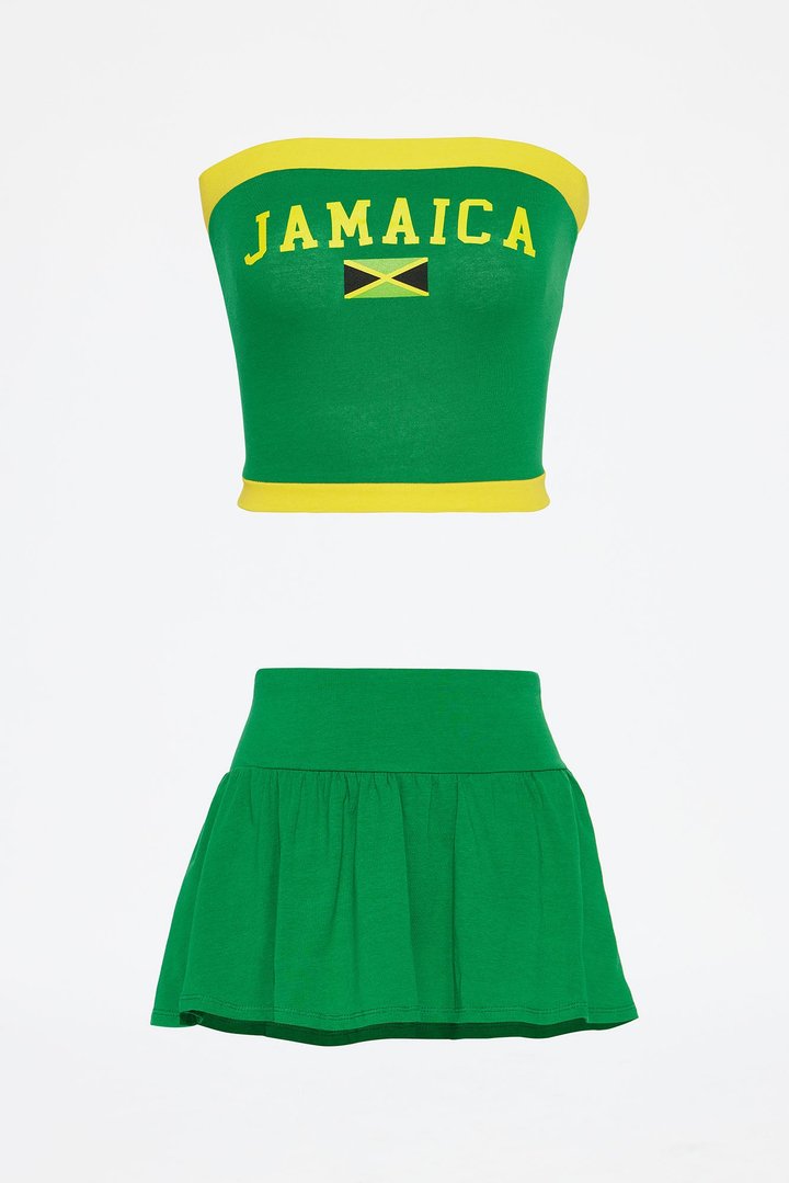 Jamaica Babe Skirt Set - Green/combo