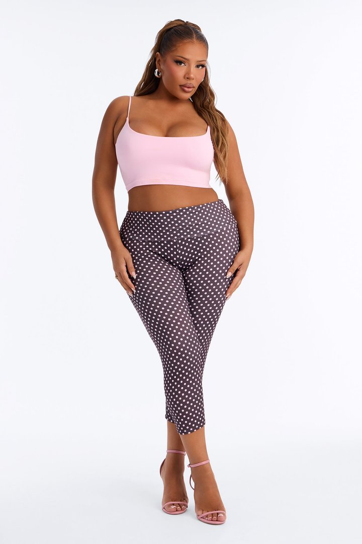 Sweet Spot Low Rise Foldover Capri Leggings - Brown Combo