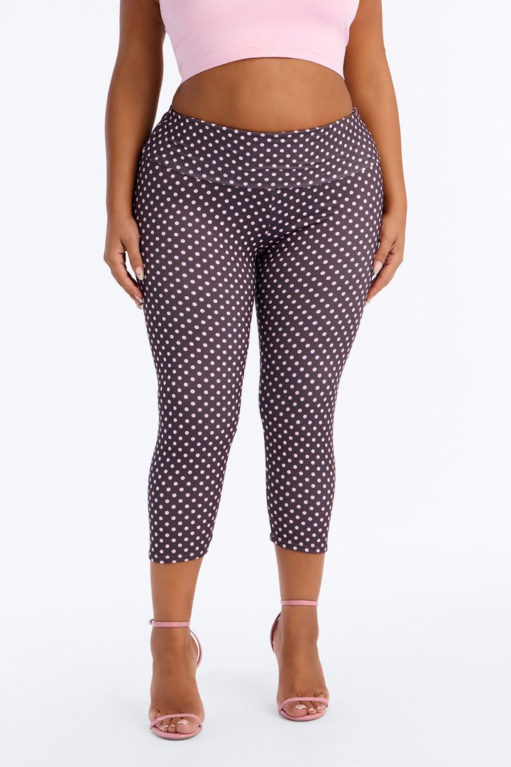 Sweet Spot Low Rise Foldover Capri Leggings - Brown Combo