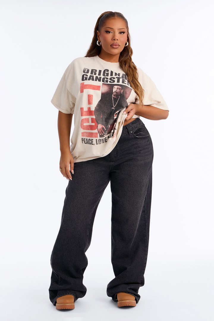 Ice T Original Gangster Washed Oversized Tee - Sand