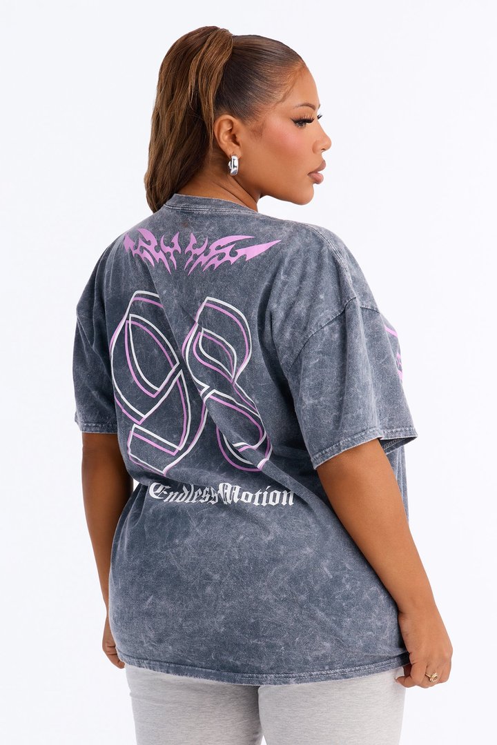 Limitless Mentality Washed Oversized Tee - Charcoal