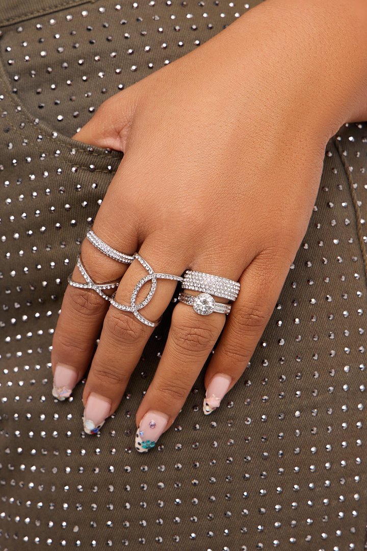 Lux 5 Piece Ring Set - Silver