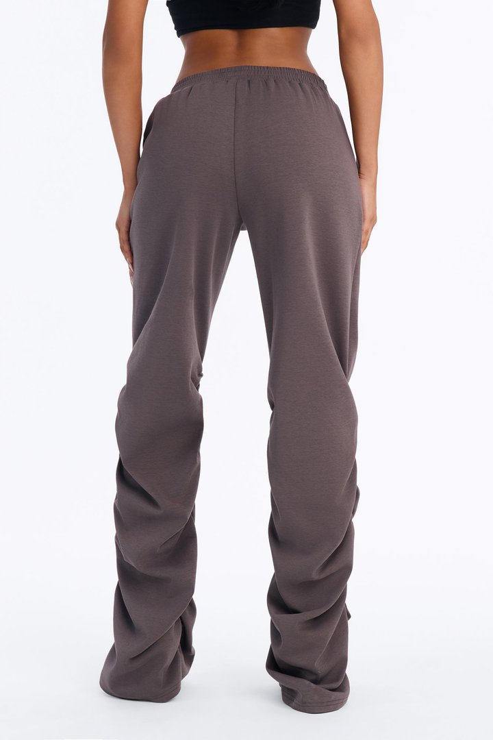 Liora Stacked Wide Leg Neoprene Pant - Charcoal