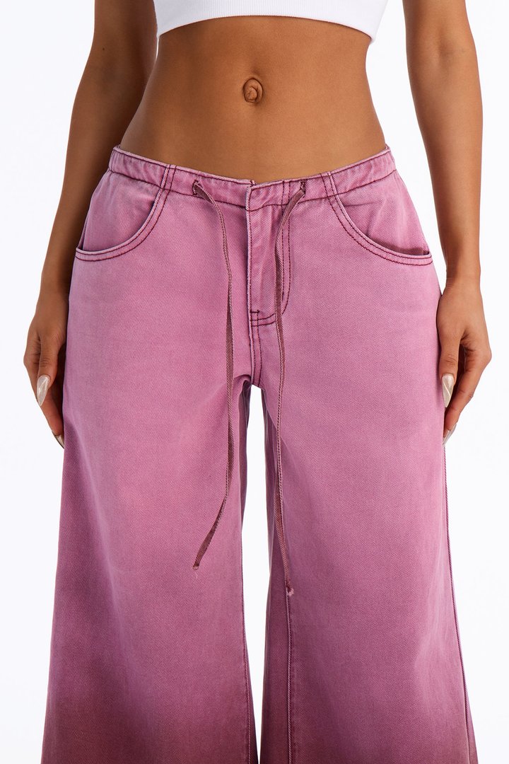 Fade Into You Wide Leg Frayed Pant - Wine