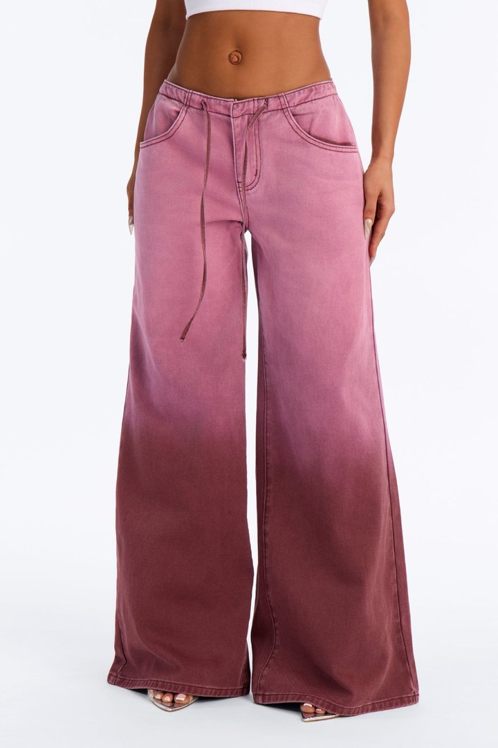 Fade Into You Wide Leg Frayed Pant - Wine