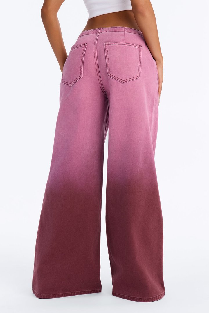 Fade Into You Wide Leg Frayed Pant - Wine