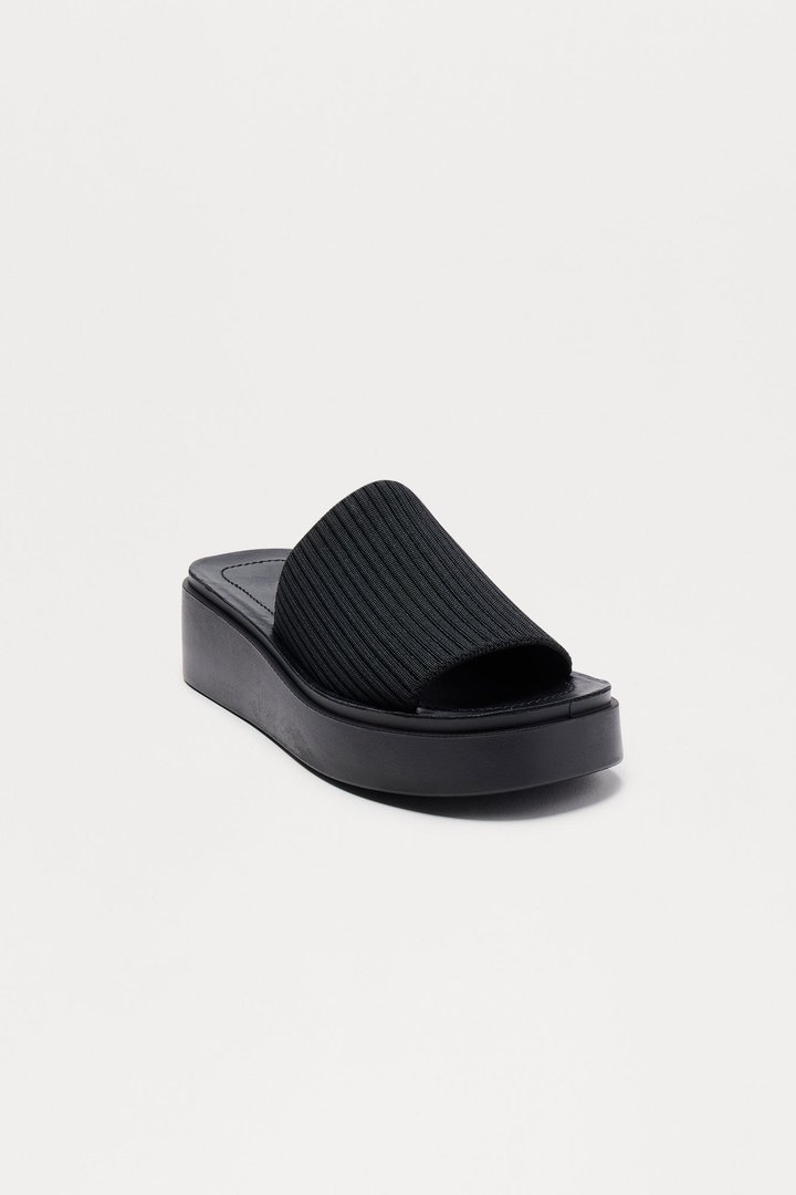 Missie Faux Leather Platform Sandals - Black
