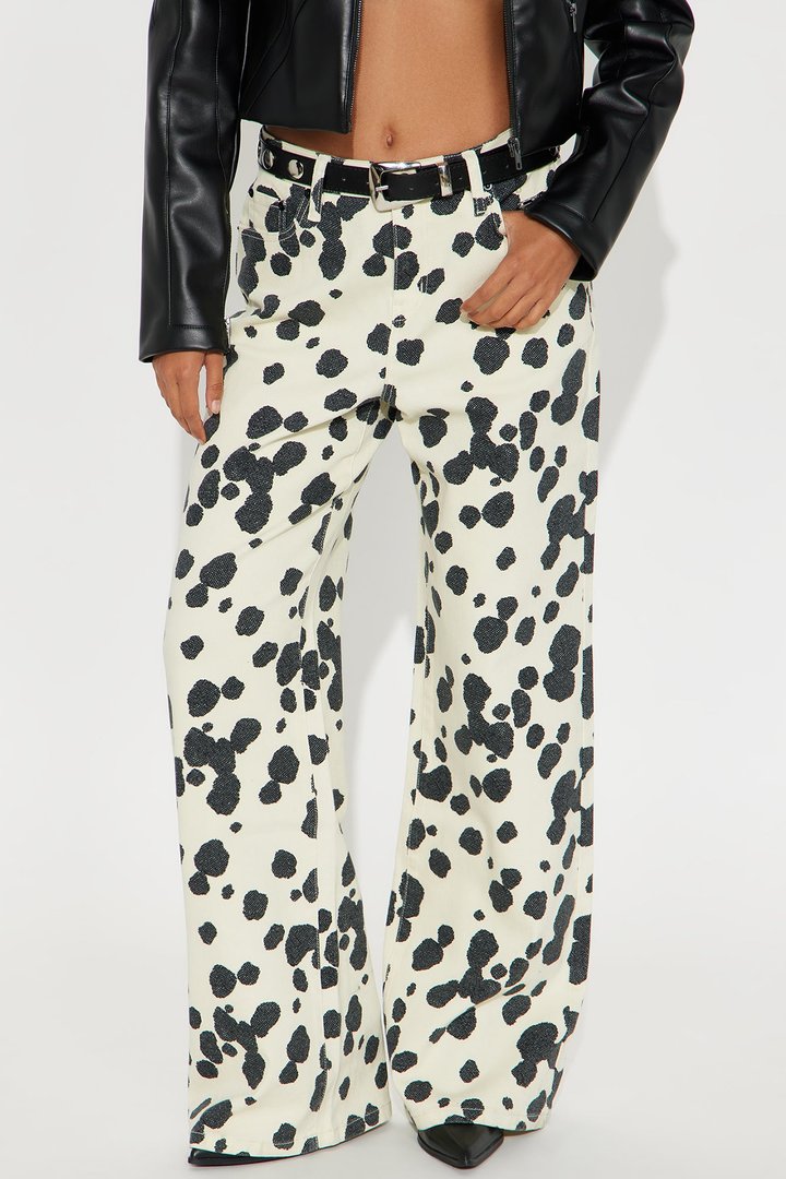 Something Sweet Baggy Printed Jeans - Black/White