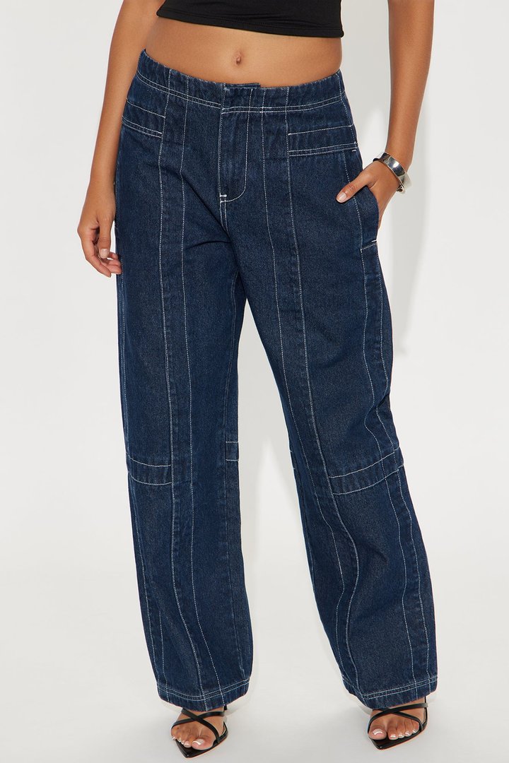 Bergamo Seaming Straight Leg Jean - Dark Wash