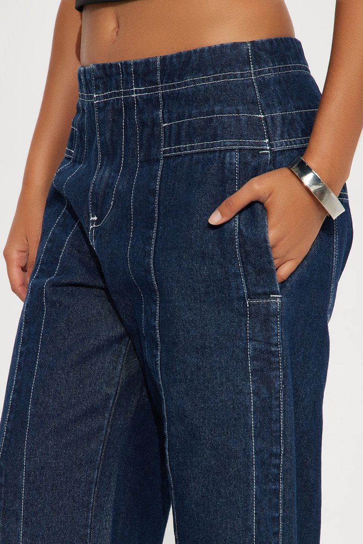 Bergamo Seaming Straight Leg Jean - Dark Wash