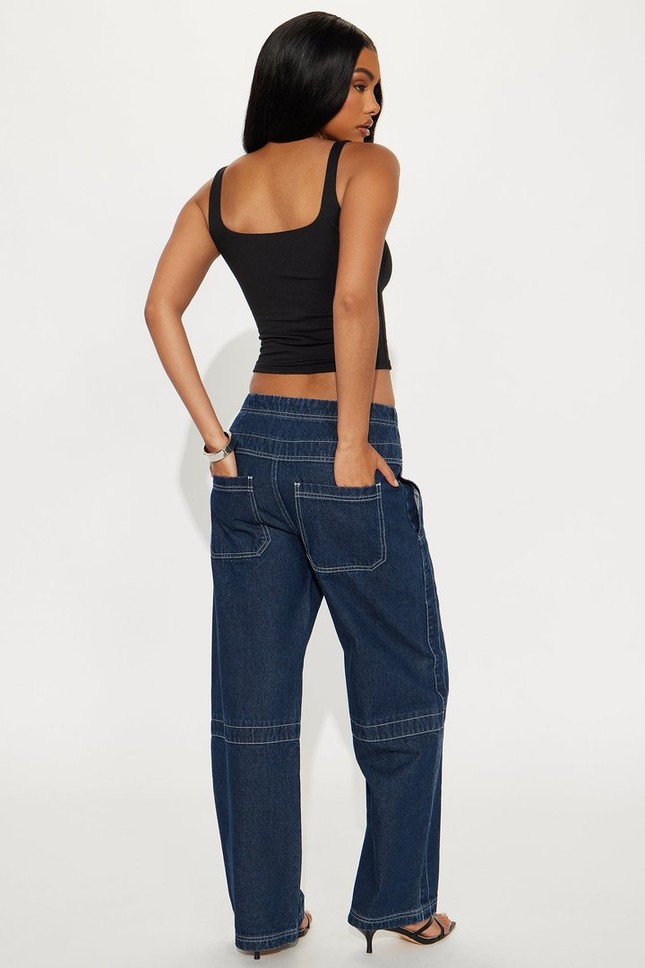 Bergamo Seaming Straight Leg Jean - Dark Wash