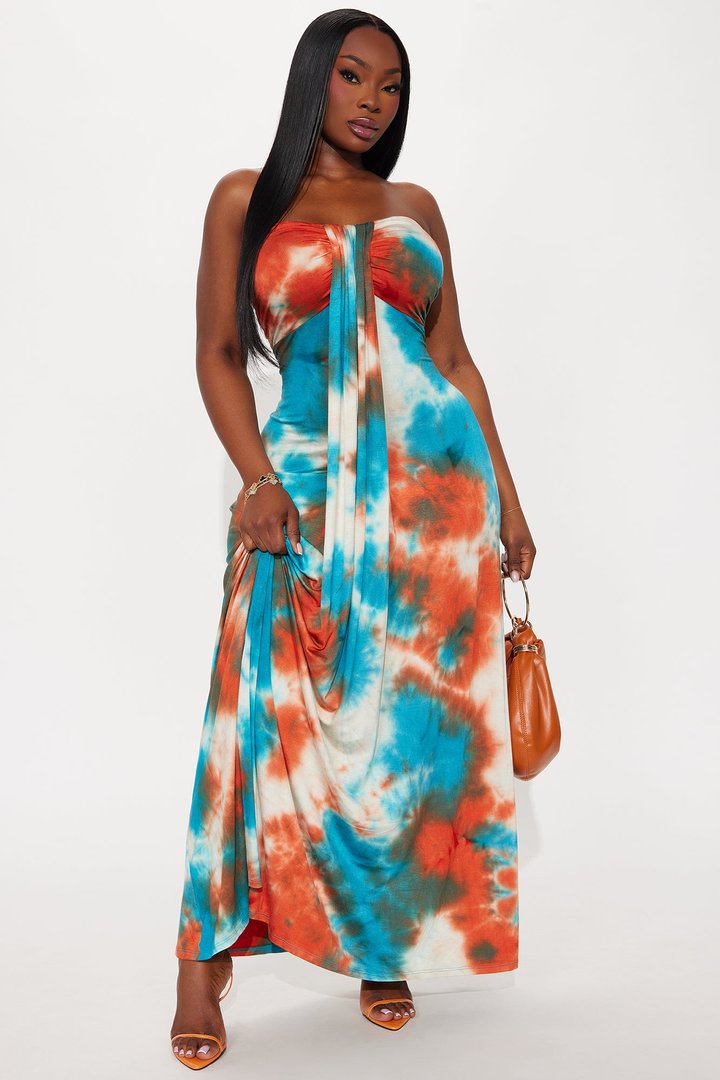 Sabrina Tie Dye Maxi Dress - Blue/combo