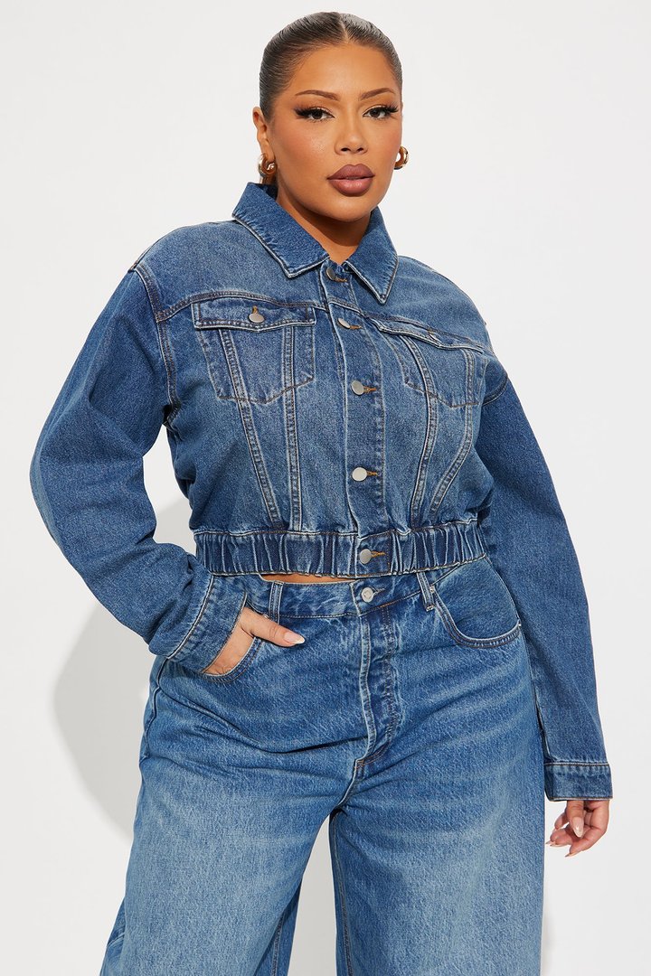 Out Of Time Denim Bomber Jacket - Dark Wash