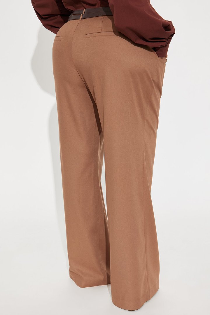 My New Obsession Belted Wide Leg Trouser Pant - Brown