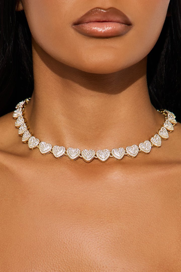 LOML Heart Single Chain Necklace - Gold