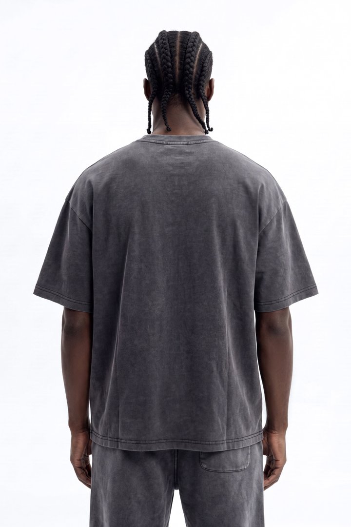 Soft Touch Washed Interlock Oversized Tee - Black Wash