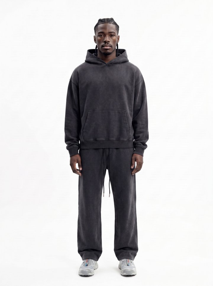 Soft Touch Washed Interlock Straight Leg Sweatpant - Black Wash