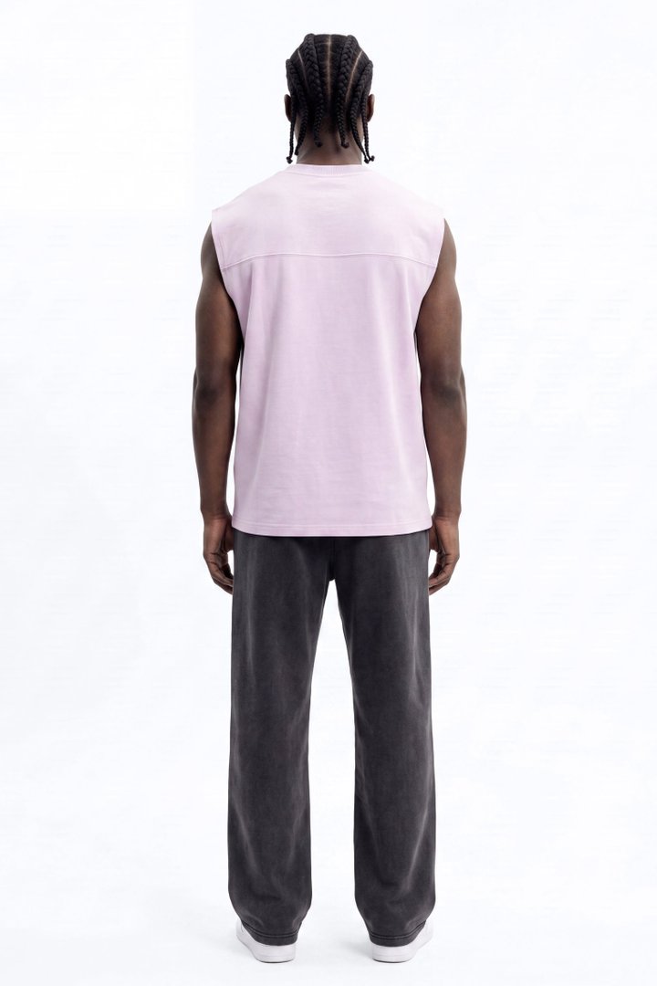 Soft Touch Washed Interlock Oversized Muscle Tee - Purple