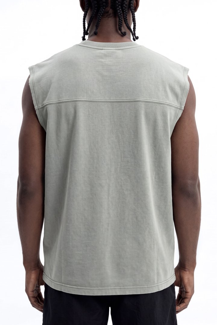 Soft Touch Washed Interlock Oversized Muscle Tee - Olive