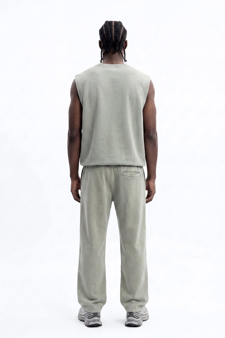Soft Touch Washed Interlock Straight Leg Sweatpant - Olive