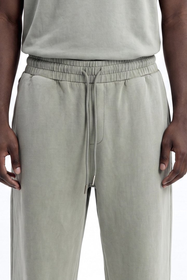 Soft Touch Washed Interlock Straight Leg Sweatpant - Olive