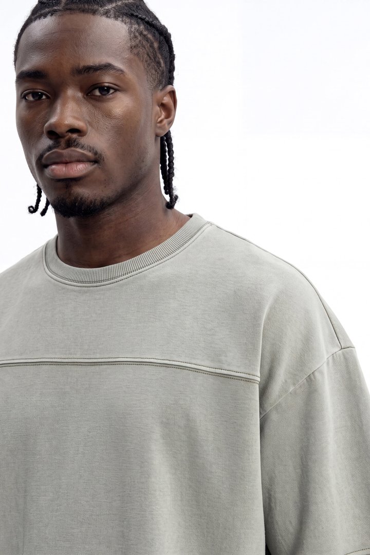 Soft Touch Washed Interlock Oversized Tee - Olive