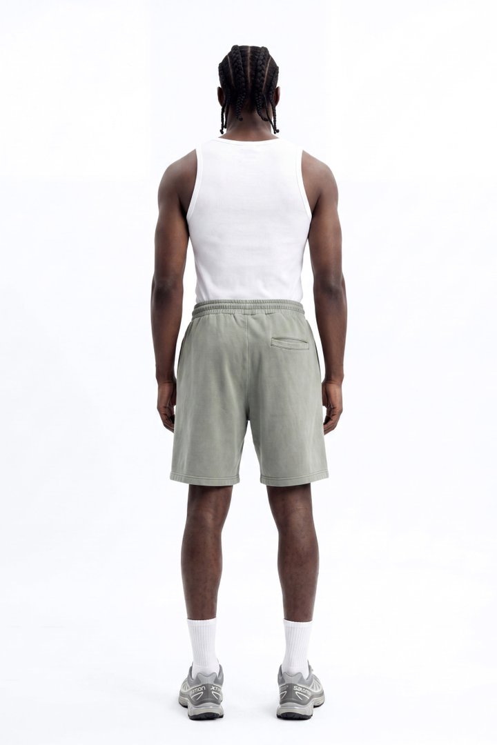 Soft Touch Washed Interlock Relaxed Sweatshort - Olive