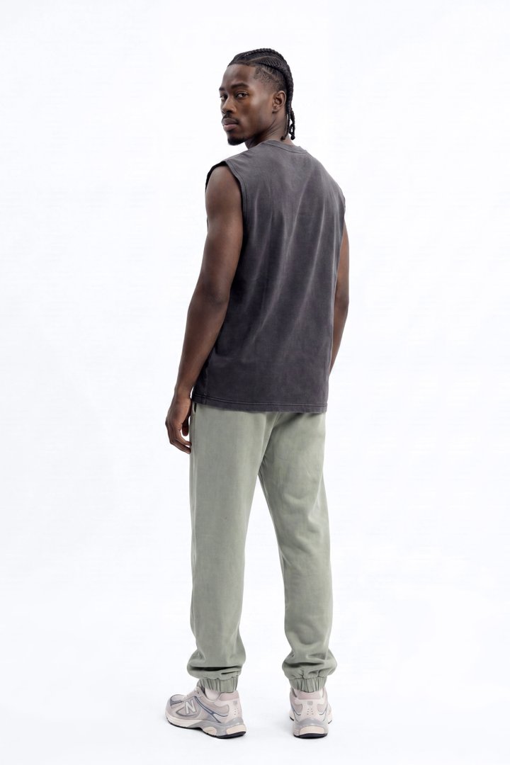 Soft Touch Washed Interlock Oversized Muscle Tee - Black Wash