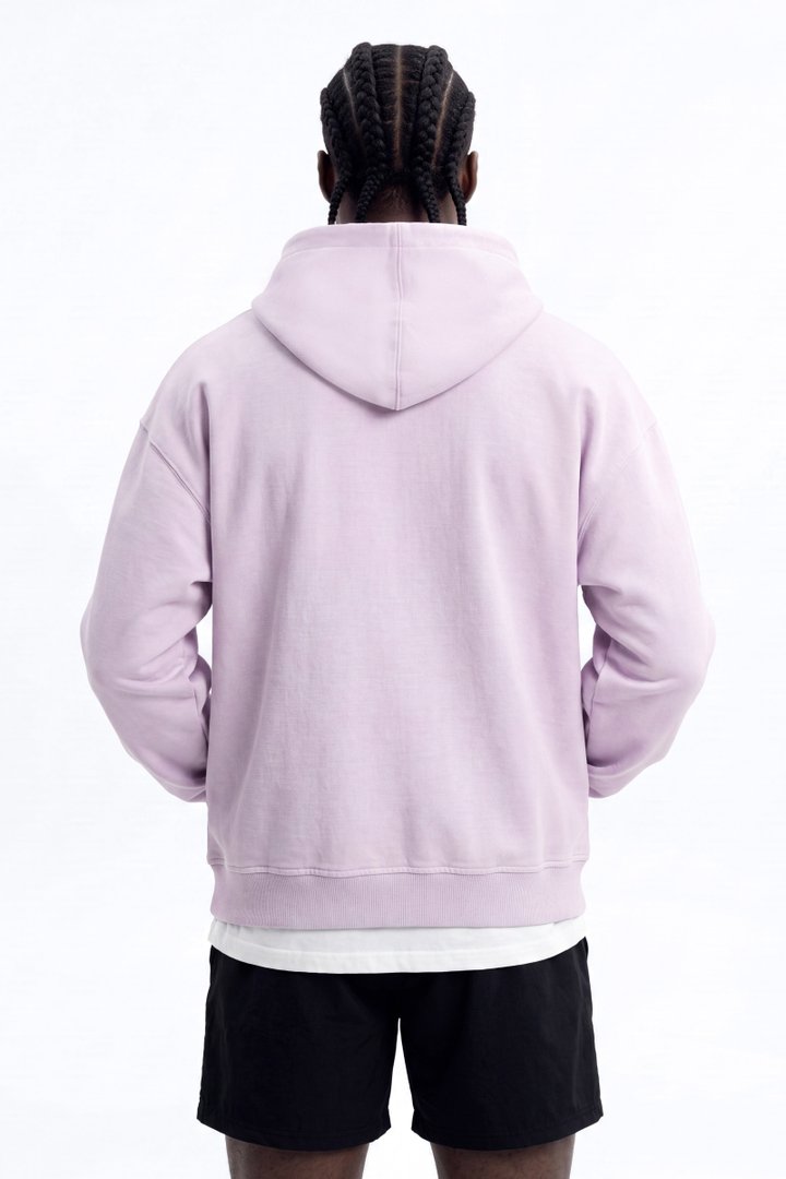 Soft Touch Washed Interlock Oversized Hoodie - Purple