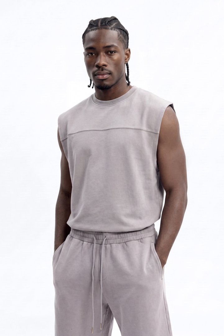 Soft Touch Washed Interlock Relaxed Sweatshort - Grey