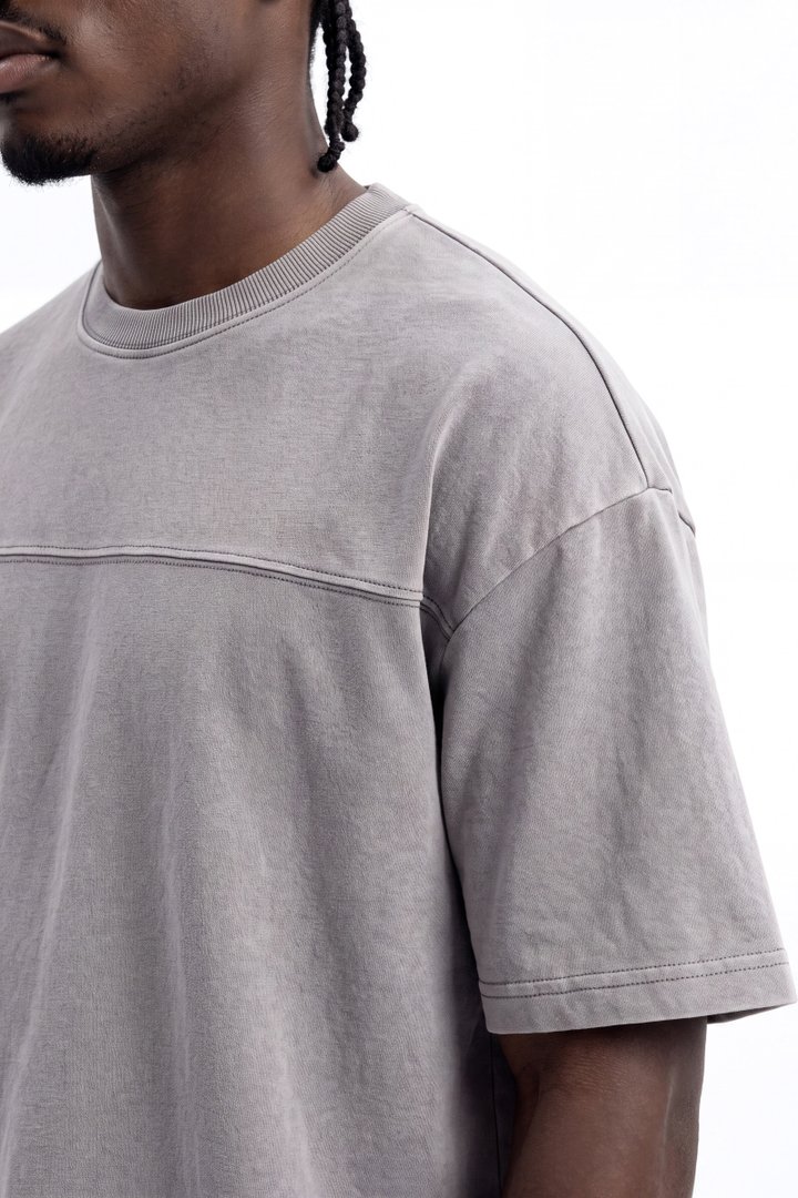 Soft Touch Washed Interlock Oversized Tee - Grey